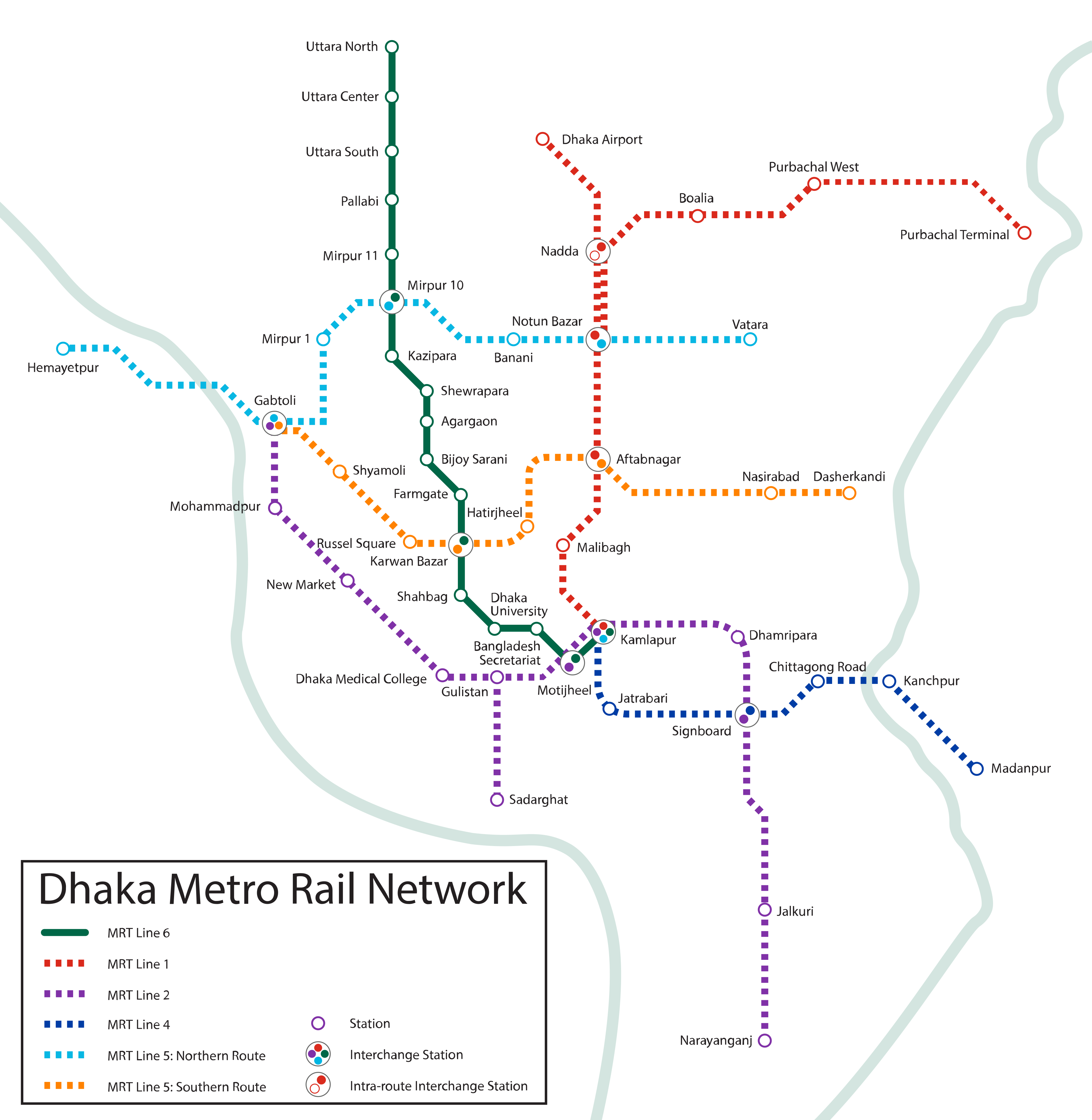 ঢাকা মেট্রোরেল (MRT) নেটওয়ার্ক ম্যাপ